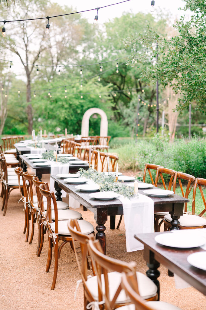 reception tables and chairs outside