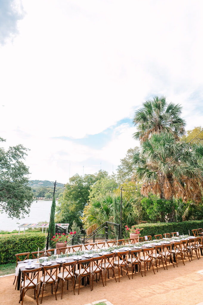 wedding reception table overlooking water