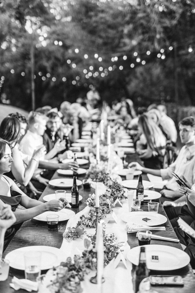 guests eating at wedding reception