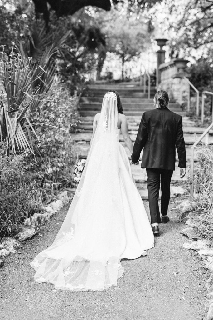 bride and groom walking