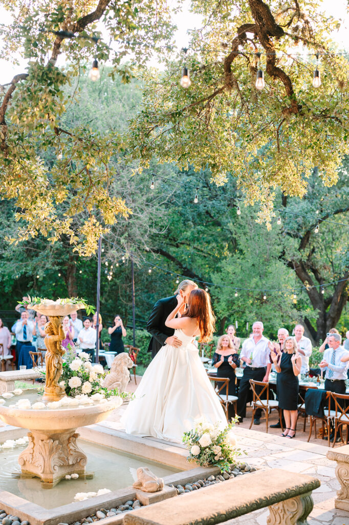 bride and groom kissing