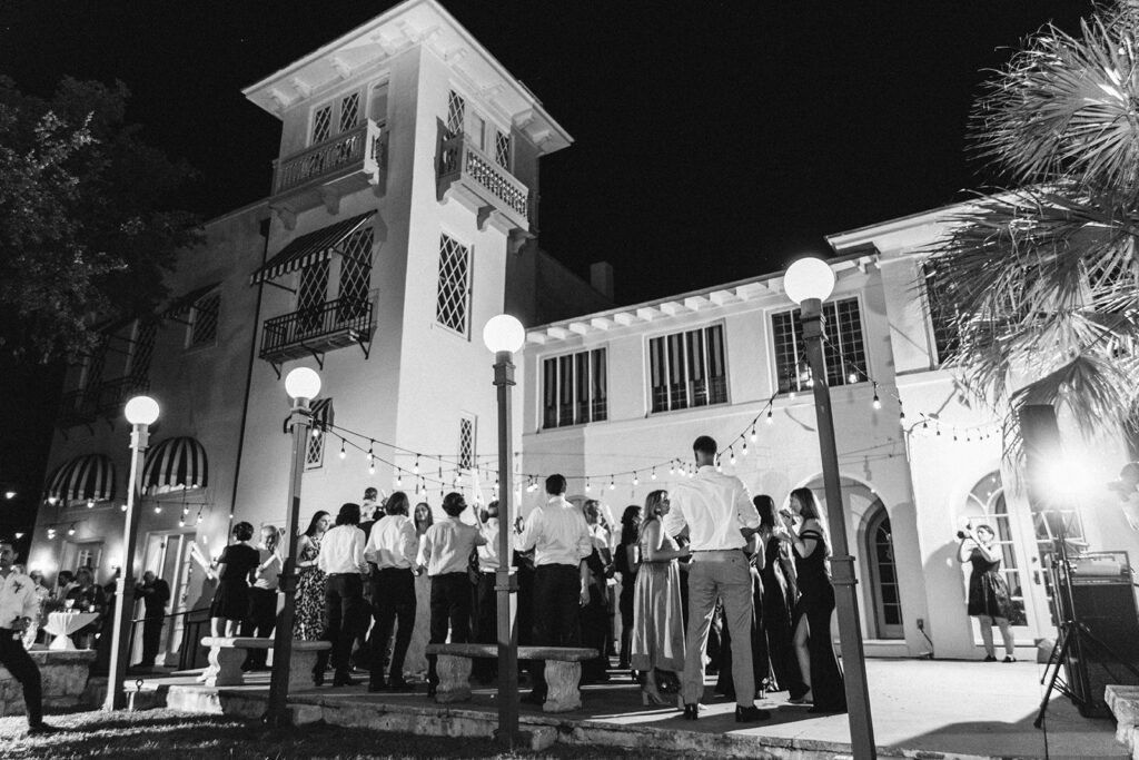 wedding guests dancing at Laguna Gloria