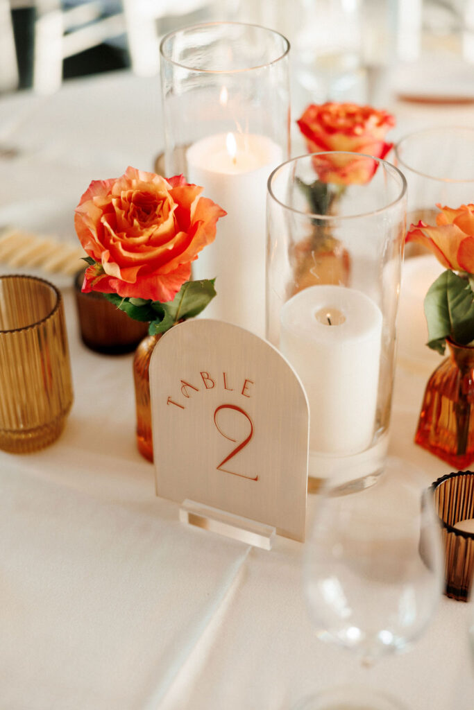 table number and wedding centerpiece