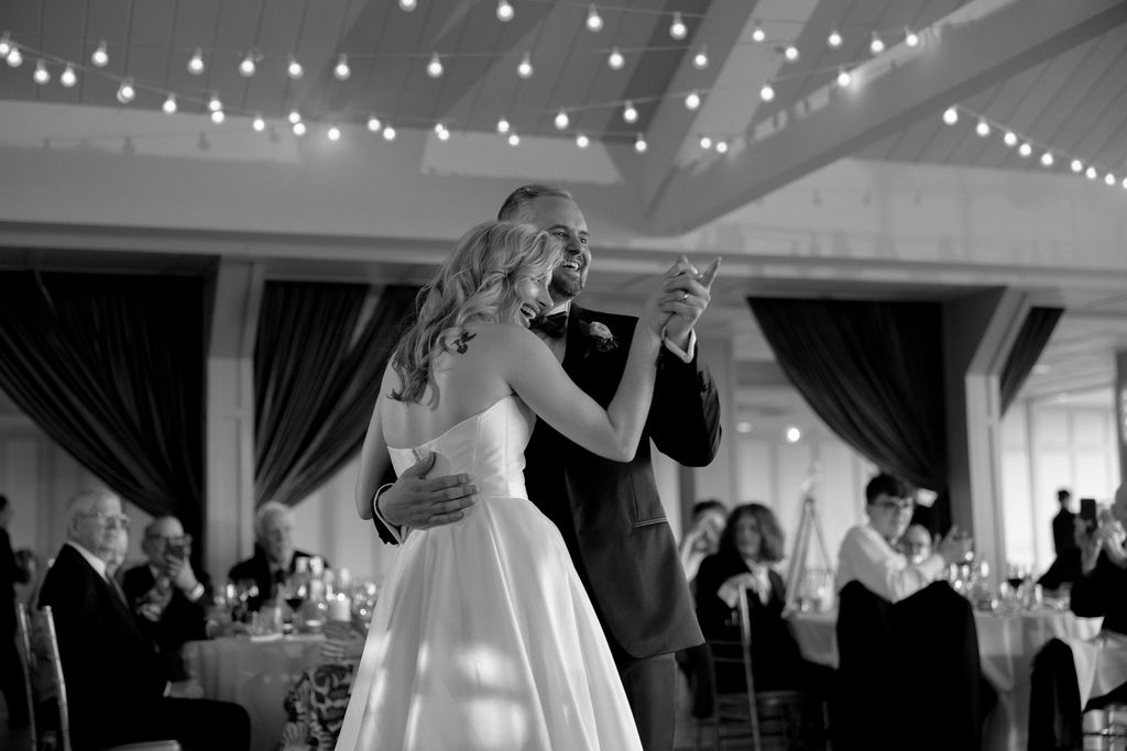 bride and groom dancing at wedding