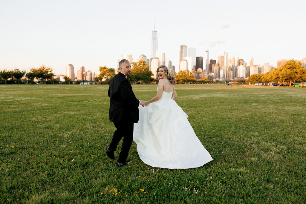 bride and groom walking